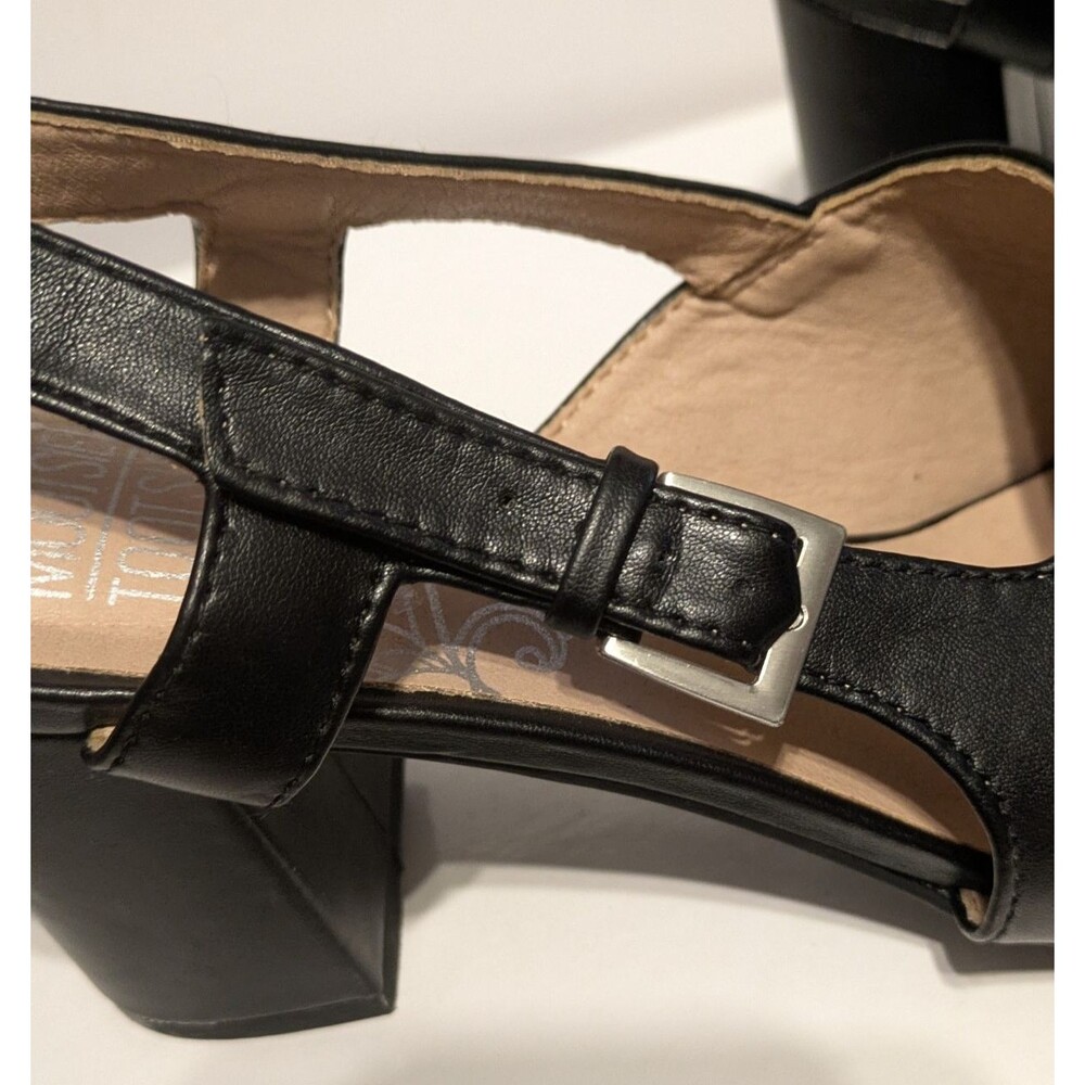 Mootsies Tootsies Black Slingback Open Toe Block Heel Ankle Strap 8M Career - Picture 6 of 10